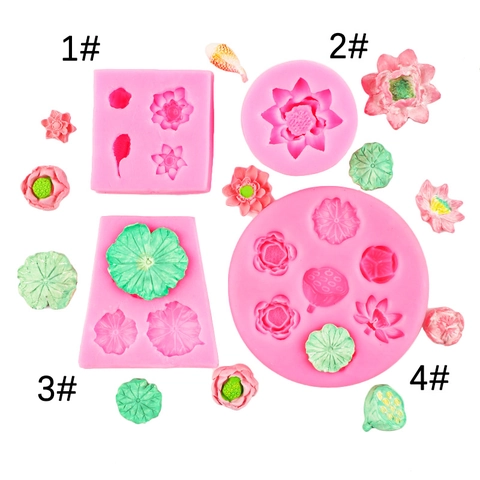 Lotus Flower Leaf Fish Silicone Mold For Fondant Cake Decoration Baking Chocolate DIY Resin Craft Clay Tool