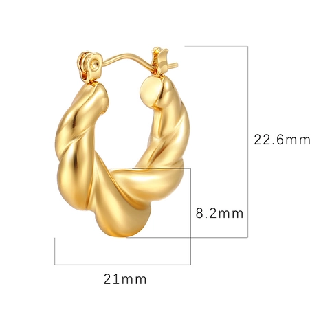 Pendientes De Aro Trenzados Acero Inoxidable Forma C Chapados En Oro Minimalistas Joyería De Moda Para Mujer Elegante