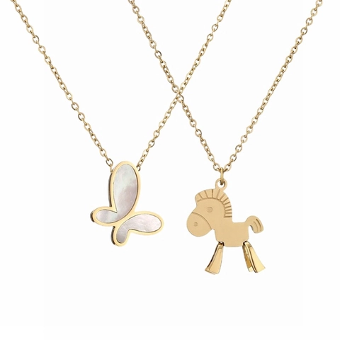 Collana Con Ciondolo in Acciaio Inossidabile Vintage Per Donna Retrò Ritratto di Regina Elisabetta Moneta Farfalla Pony Intarsio in Madreperla