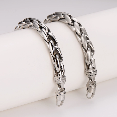 Herren Geflochtenes Weizenketten Armband 304 Edelstahl Poliert Matt Textur Industrieller Punk Stil Schmuck