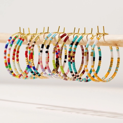 Orecchini A Cerchio Con Perline Miyuki Colorate Stile Etnico Boho Gioielli In Lega Per Donna Estate