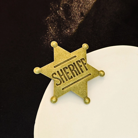 Vintage Brons Metalen Sheriff Ster Badge Hexagram Broche Voor Kleding Decoratie Pin Accessoire