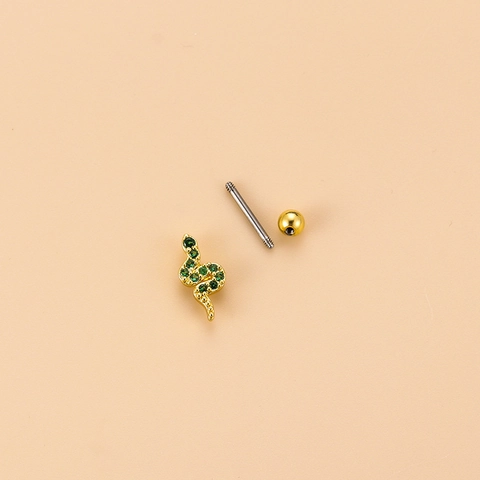 Stainless Steel Zirconia Animal Snake Gecko Shape Ear Cartilage Stud Earrings For Women Body Piercing Jewelry Accessories