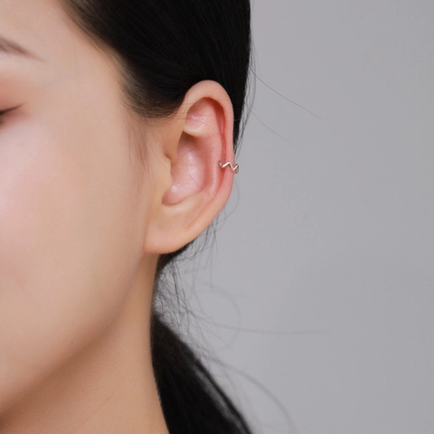 Boucles D'oreilles Ear Cuffs En Argent Sterling 925 Zigzag Minimalistes Bijoux Géométriques Polis Sans Perçage Femmes
