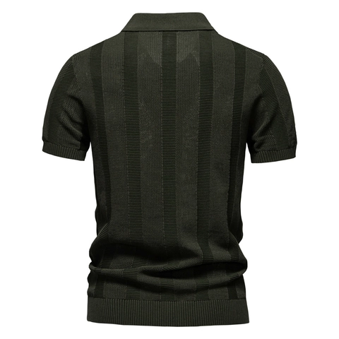 Heren Gebreid Poloshirt Korte Mouwen Verticale Gestreepte Ademend Opengewerkt Casual Urbane Tops