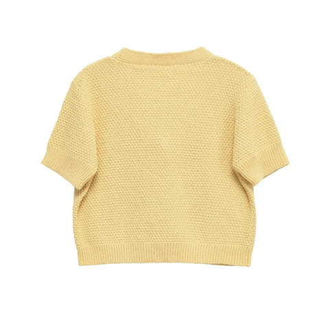 Kurzarm Strickjacke V-Ausschnitt Waffelstruktur Seestern Knopf Pullover Top Leicht Für Damen Lässig Elegant