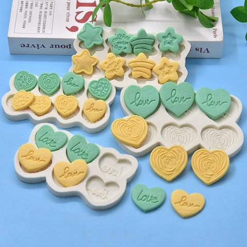 Heart Star Silicone Mold Love Letter Texture For Chocolate Cupcake Cake Decoration DIY Baking Tool Fondant Pastry Crafts