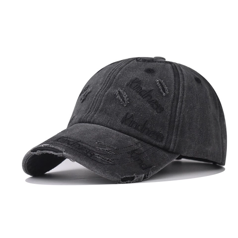 Cappello Da Baseball In Cotone Lavato Denim Effetto Usato Strappato Ricamo Lettera Kindness Vintage Regolabile Cappello Sole