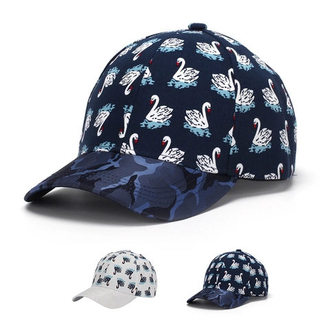 Casquette De Baseball Polyester Imprimé Cygne Protection Solaire Boucle Métallique Réglable Mode Décontractée Chapeau