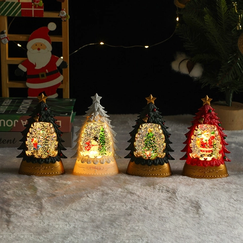 Weihnachts Schneekugel Laterne LED Glitzer Wasser Schreibtisch Ornament Vintage Weihnachtsmann Schneemann Deko Geschenk