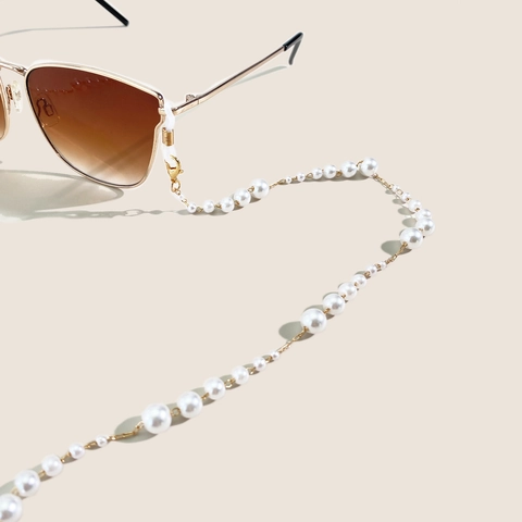Catenella Occhiali Künstliche Perle Cordino Mascherina Multifunzionale Lega Rame Künstliche Perle Finte Bianche Retrò Elegante Donna