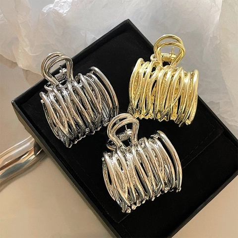 Pinzas Para El Cabello De Aleación De Metal Diseño De Alambre En Espiral Pequeño Fijador De Coleta Alta Minimalista