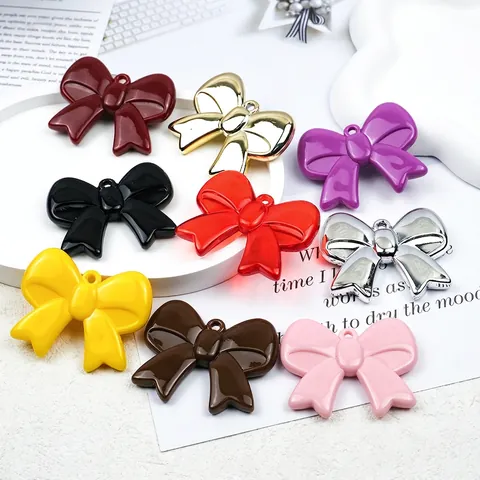 Colorful Acrylic Bowknot Charms Pendants Electroplated Glossy For DIY Jewelry Making Bracelets Necklaces Handcrafted