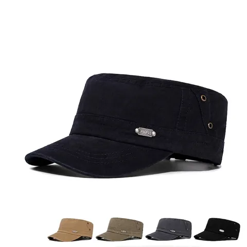 Cappello Cadet In Cotone Lavato Vintage Militare Flat Top Protezione Solare Regolabile Cappello Per Tempo Libero All'aperto Per Uomini Donne
