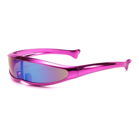 Occhiali Da Sole Avvolgenti Y2K Futuristici Protezione UV400 Montura In Plastica Lente Shield Cyberpunk Sportivi Coda Di Pesce