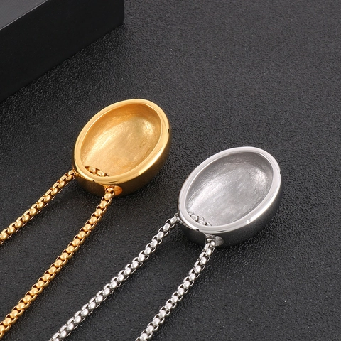 Minimalist Polished Oval Pendant Necklace Durable Stainless Steel Geometric Men Streetwear Accessory Fashion Jewelry Gift