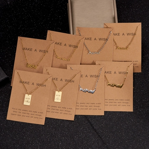 Collar Mama Mom Acero Inoxidable Colgante Corazón Regalo Día De La Madre Joyas Moda Mujer Elegante Simple