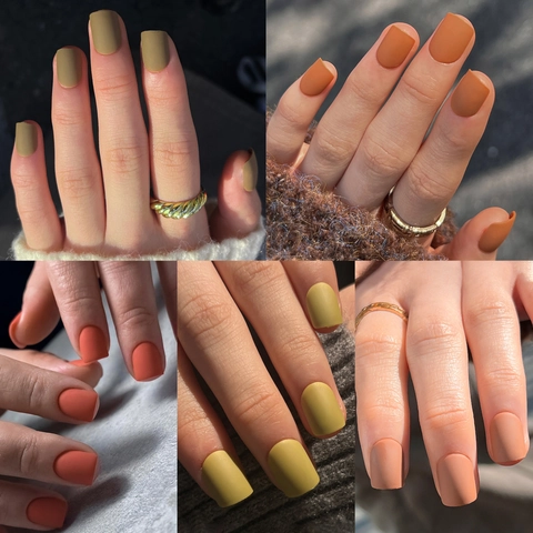 Matte Plastic Solid Color Short Square Press On Nails Waterproof Artificial Nails For Women Daily Wear Nail Art Decoration