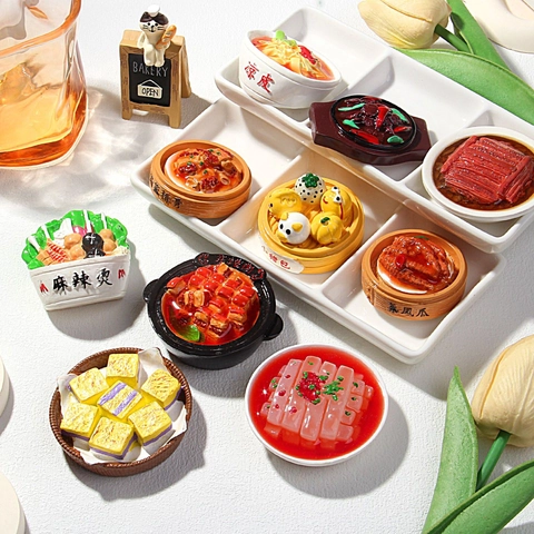 Imán de Nevera 3D Simulación Comida China Resina Miniatura Carne Verduras Plato Pegatina de Frigorífico Decoración del Hogar Regalo