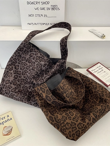 Borsa Tote Con Stampa Leopardata Scamosciata Grande Capacità Borsa A Spalla Trendy Street Style Design Di Nicchia