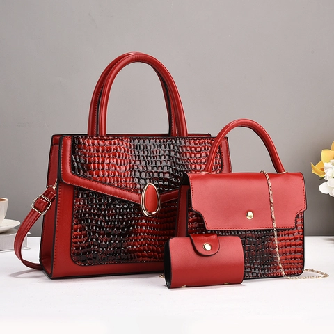 Borsa A Mano Borsa A Tracolla E Portafoglio In Pelle PU Donna Motivo Serpente Coccodrillo Grande Capacità Elegante Stile Urbano