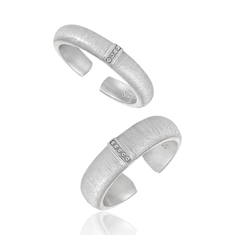 Minimalist Ring 925 Sterling Silver Brushed Matte Texture Adjustable Open Band For Women Elegant Finger Jewelry