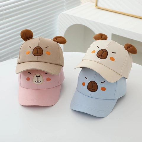 Kids Baseball Kappe Baumwolle Polyester Sonnenhut Mit 3D Bärenohren Cartoon Stickerei Kleinkind Jungen Mädchen Outdoor Reisen Süß