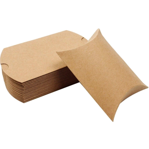 Kraft Paper Pillow Gift Boxes Small Candy Favor Cases Foldable DIY Packaging For Wedding Party Celebration