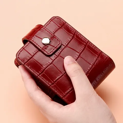 Portable PU Leather Lipstick Storage Bag Crocodile Pattern Makeup Pouch With Mirror Small Handbag Cosmetic Case