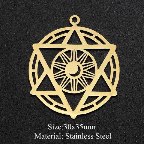 Celestial Hollow Geometric Charms Stainless Steel Moon Star Sun Heart Wave For DIY Jewelry Making Necklaces Earrings