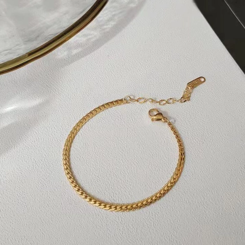 Minimalistische Platte Slangenketting Armband 18K Verguld Roestvrij Staal Verstelbare Sieraden Voor Dames
