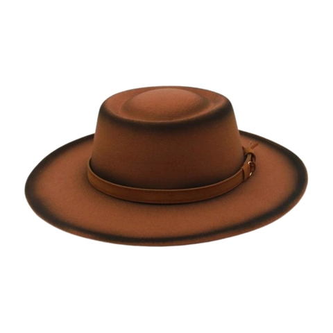 Cappello Fedora A Tesa Larga Da Donna Misto Lana Sfumato Cappello Jazz Con Fascia In Pelle Stile Vintage