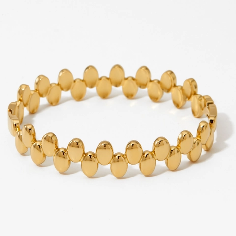 Bracciale Rigido In Acciaio Inossidabile Da Donna Placcato Oro PVD Maglie Ellittiche Lucido Impermeabile Gioielli