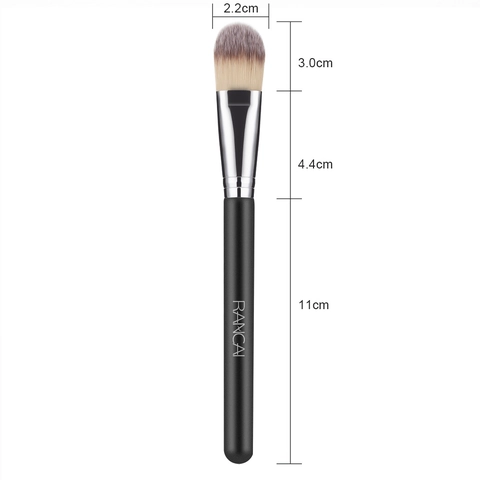 Professionele Foundation Kwast Synthetische Vezels Houten Handvat Aluminium Buis Platte Kop Make-Up Tool