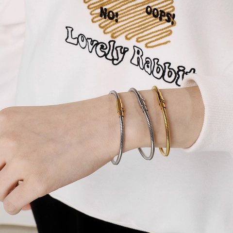 Bracciale A Catena In Osso Di Serpente In Acciaio Inossidabile Braccialetto Flessibile Minimalista Gioielli Di Moda Lucidati