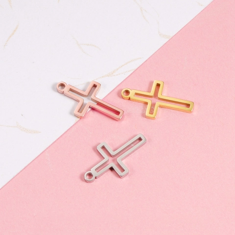 Ciondolo Croce Acciaio Inossidabile 304 Cavo Lucidato Specchio DIY Gioielli Risultati Connettore Per Collana Bracciale