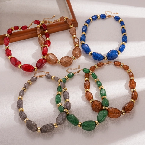 Klobige Perlenkette Vintage Acryl Statement Schmuck Für Damen Unregelmäßige Glitzerperlen Mit Metalllegierung Verstellbar