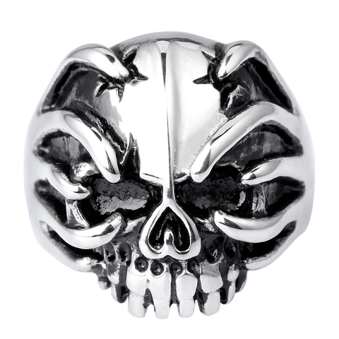Totenkopf Ring Herren Titanstahl Gothic Punk Monster Kralle Retro Hip Hop Schmuck