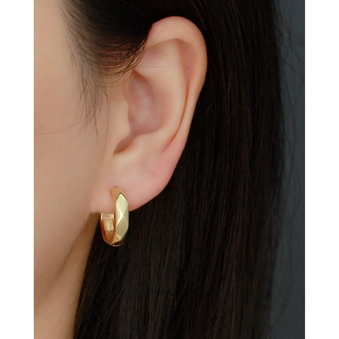 Pendientes De Aro Geométricos Con Facetas Irregulares Plata De Ley 925 Joyería De Oreja Huggie Pulida Minimalista