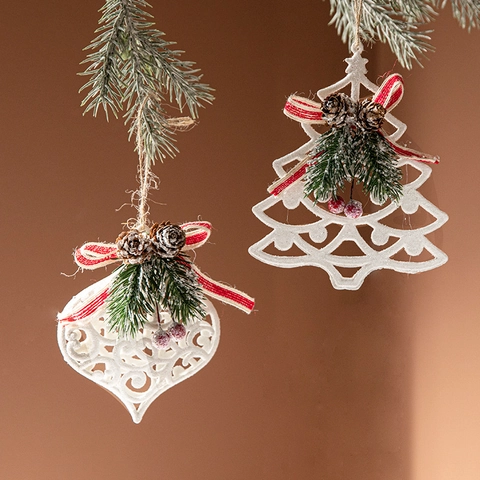 Decorazioni Natalizie Da Appendere Plastica Glitter Forme Renna Stella Con Pigne Aghi Di Pino Fiocco Decorazione Festiva