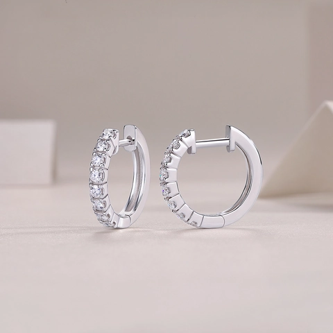 925 Sterling Silver Moissanite Hoop Earrings For Women O-Shape Circle Pave Setting Moissanite Jewelry With GRA Certificate