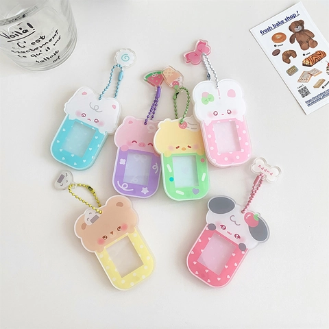 Portachiavi Portafoto In Acrilico Animali Kawaii Custodia Per Carte Pendente Per Borsa Protezione Carte Idol Stile Ins Metallo
