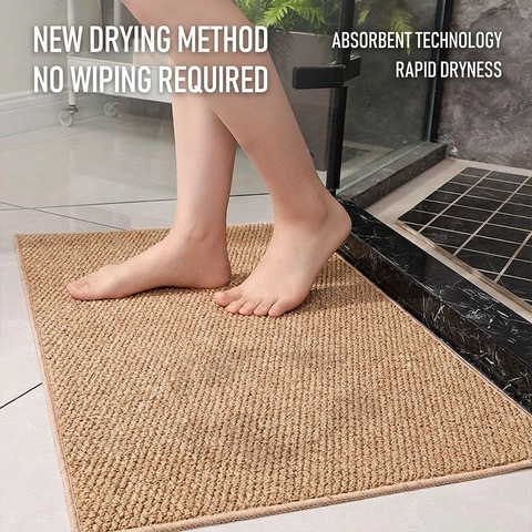 Bathroom Mat Imitation Sisal Woven Polyester Absorbent Anti-Slip Quick Dry Rug For Toilet Entrance Modern Minimalist