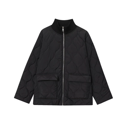 Giacca Trapuntata Da Donna Oversize Collo Alto Casual Cappotto Trapuntato Capispalla Con Tasche Per Autunno Inverno Streetwear