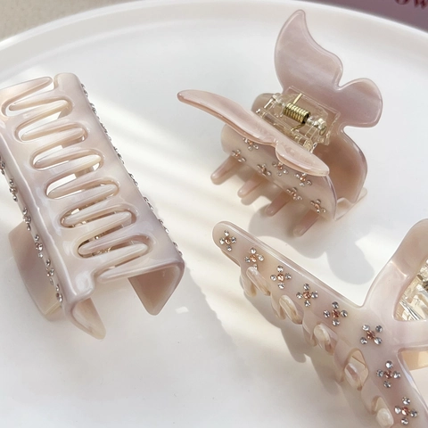 Molletta Per Capelli Farfalla Acetato Strass Grande Clip A Artiglio Accessori Per Capelli Elegante Stile Francese Donna
