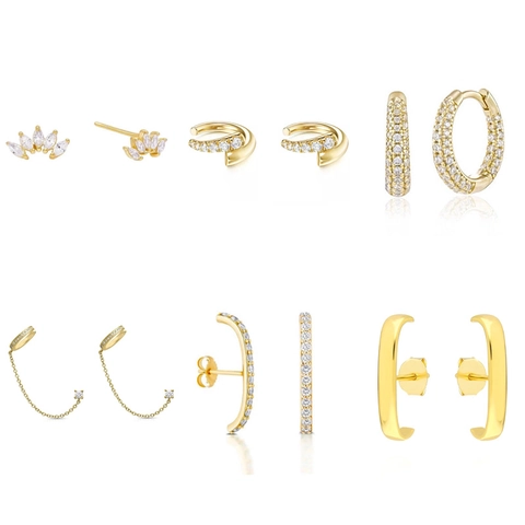 Pendientes De Aro Con Circones Ear Cuff Cobre Chapado En Oro Estilo Punk Retro Joyería Para Mujer Elegante Moderno Apilable