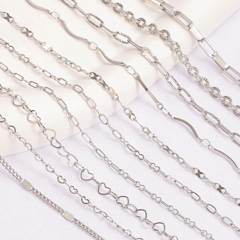 Stainless Steel Heart Shape Figure 8 Sunflower Long Link DIY Jewelry Making Chains Unfinished Necklace Bracelet Findings