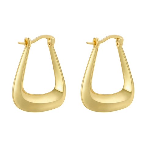 Orecchini A Cerchio In Ottone Spessi Vintage Geometrici Cavi Placcati Oro Lisci Forma C Gioielli Retro Per Donne
