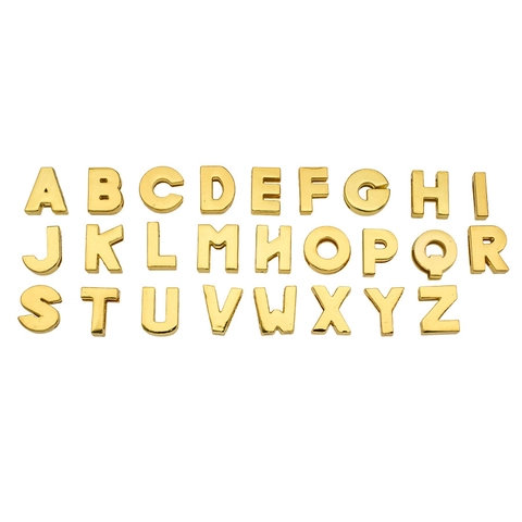 Slide Charms Alloy Alphabet Letters Golden Polish Heart Star Flower Butterfly Shape For Jewelry DIY Making