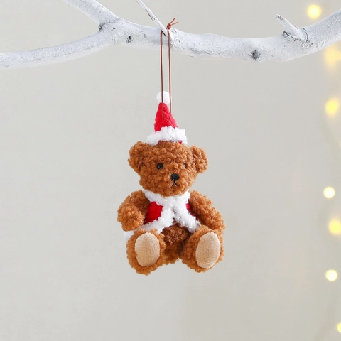 Decorazioni Appese a Forma di Orsetto di Peluche Natalizio Con Cappello e Gilet per Decorazioni per Alberi di Natale Regalo